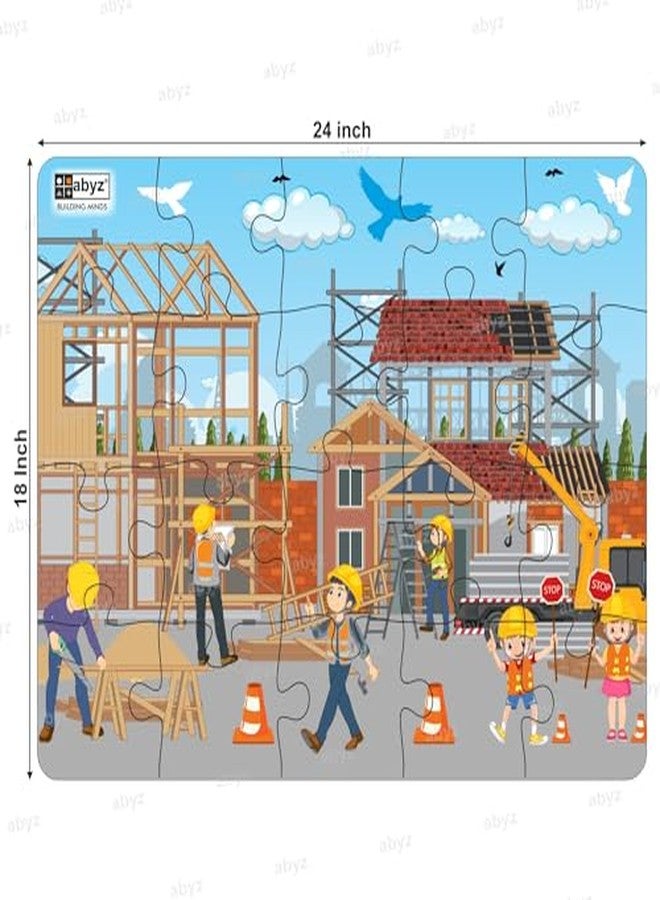 ABYZ Wooden Jigsaw Puzzle - Construction in Process Playset for Fun Educational & Little Explorers, 20-Pieces Puzzle Game with Multicolor | Birthday Gift for (3 Plus Years) Age Kids. - Image 3